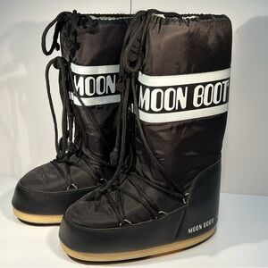 MOON BOOTS Icon Unisex Vintage Y2K Black Tecnica Lace-Up Snow Boots US 7/8.5
